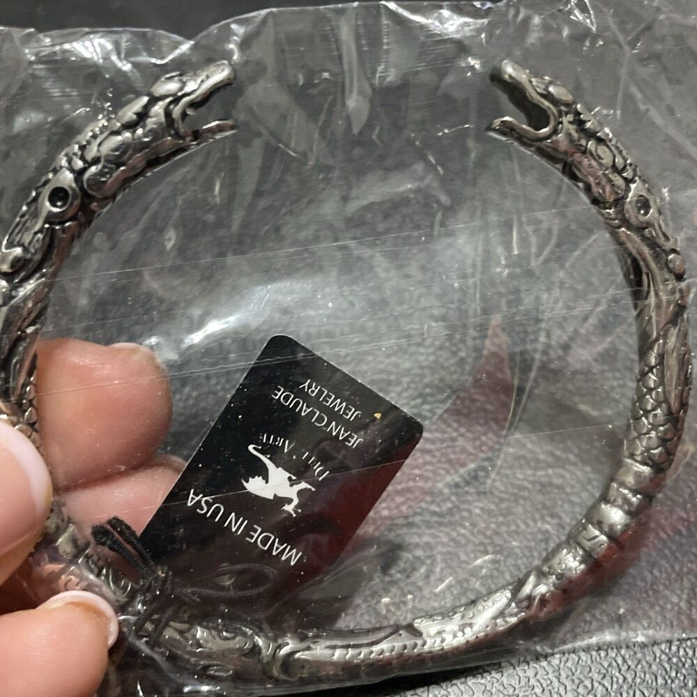 Dell’ Arte By Jean Claude Cuff Bangle Bracelet Silver Tone Snake Reptile Serpent - Picture 4 of 6